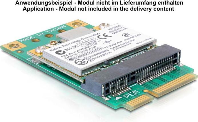 Actual product image Delock Converter Mini PCI Express half-size > full-size