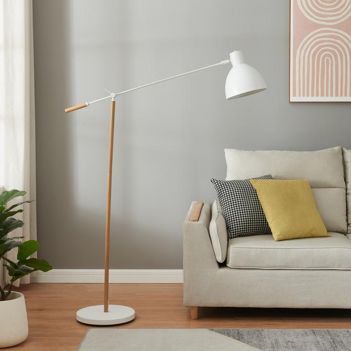 Actual product image Lux.Pro Stehleuchte Banchory Metall 163 cm Holzoptik/Weiss (E27)
