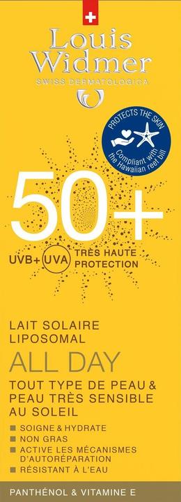 Actual product image Louis Widmer ALL DAY 50+ sunscreen perfumed tube (Suntan cream, SPF 50+, 100 ml, 135 g)