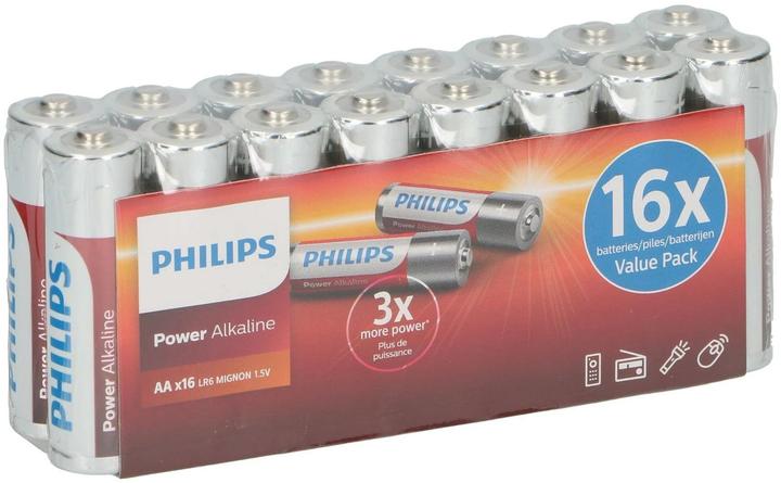 Philips Batterie Batterie Power Alkaline AA 16 Stück (16 Stk., AA)