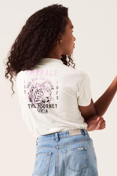 Actual product image Garcia White T Shirt with print on the back (176)
