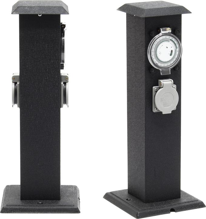 Produktbild Wiltec 2-fach Aussensteckdose Steckdosensäule Metall Outdoor Aussen Zeitschaltuhr IP44