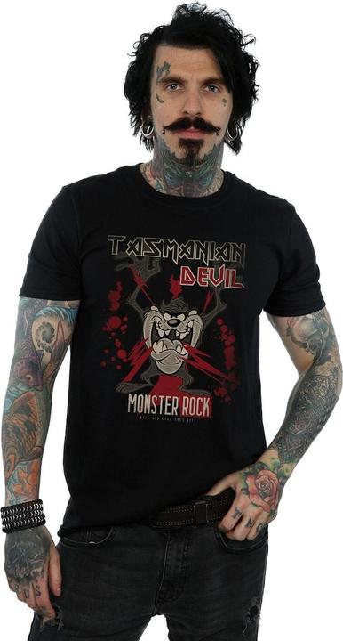 Actual product image Looney Tunes Mens Monster Rock Tasmanian Devil Cotton T-Shirt (M)