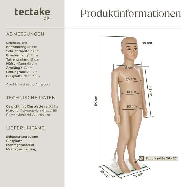 Actual product image tectake Mannequin (110 x 30 x 50 cm)