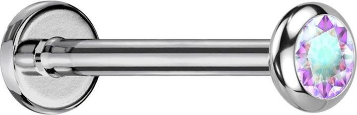 Image du produit Star Piercing Micro Threadless Labret argent disque arrondi cristal multicolore (sans laiton, Titane G23)