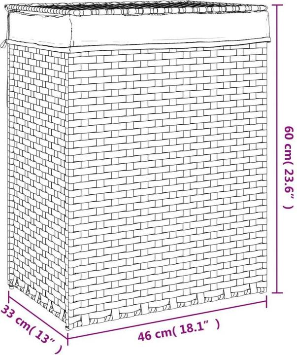Actual product image VidaXL Laundry basket with lid White 46x33x60 cm Poly