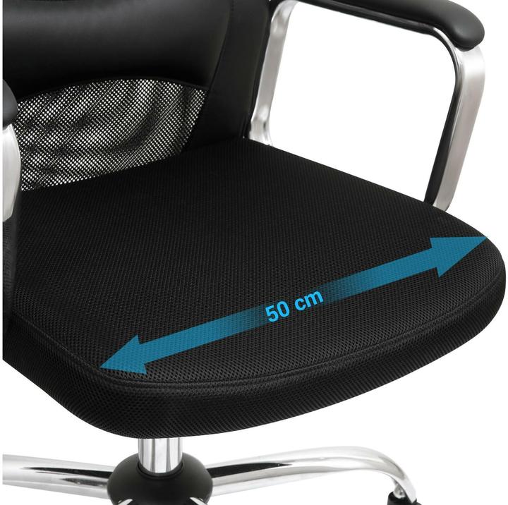 Actual product image Songmics Office chair, OBN33BK faux leather black, chrome frame