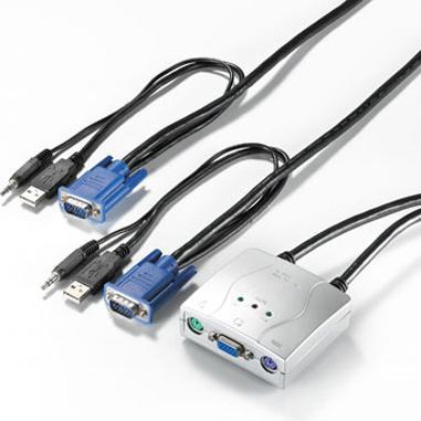 Produktbild Roline Value KVM-Switch, 1 User (PS/2) auf 2 PCs (USB), Audio, VGA (2 m)