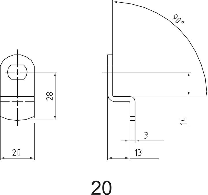 Actual product image Assa Abloy Locking lug for electronic locker lock Sense+PIN, no. 20, cranked