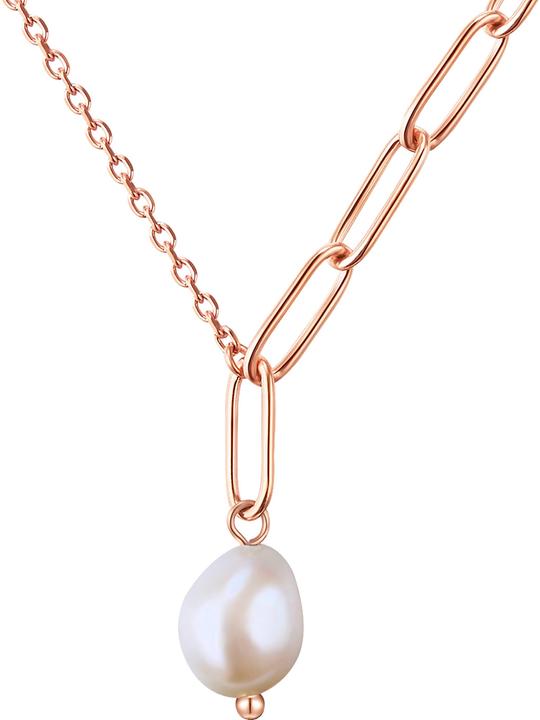 Valero Pearls Damen Edelstahl Süsswasser-Zuchtperle roségold 40,0 cm Basiskette + 5,0 cm Verlängerung - 24331 (Edelstahl, 40 - 45 cm)