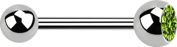 Actual product image Star Piercing Barbell silver with ball and ball crystal light green (without brass, Titanium G23)