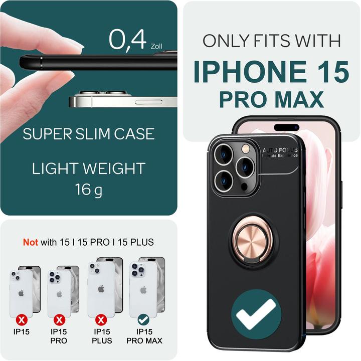 Produktbild Nalia Matte Ring Silikon Hülle (Apple iPhone 15 Pro Max)