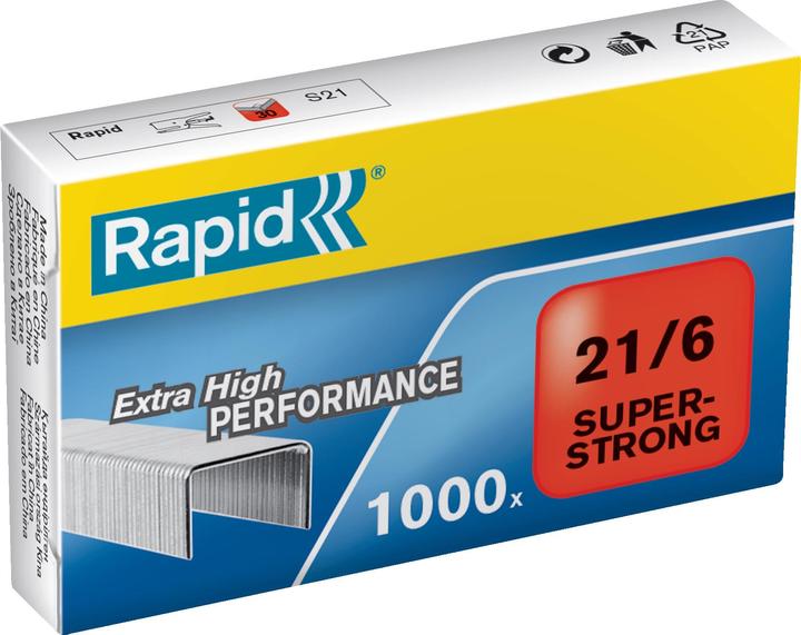 Immagine prodotto Rapid 24867700, Confezione di graffette, 21/6, 6 mm, 1000 graffette, Acciaio zincato, Acciaio inox (1000 x)
