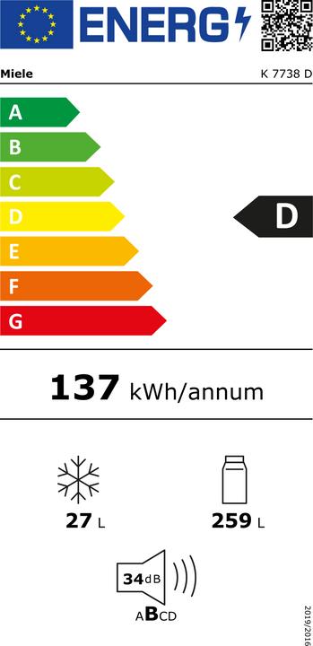 Energy Label Miele K 7738 D (286 l)