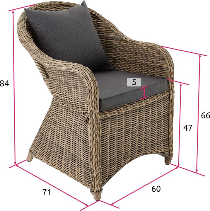 Actual product image tectake 4 Garden chairs luxury rattan + cushions