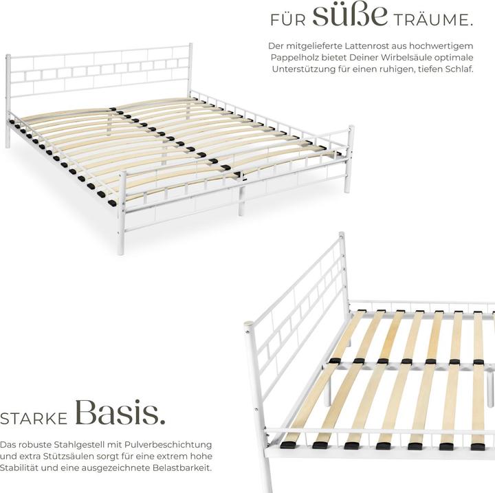 Produktbild tectake Metallbett (200 x 180 cm)