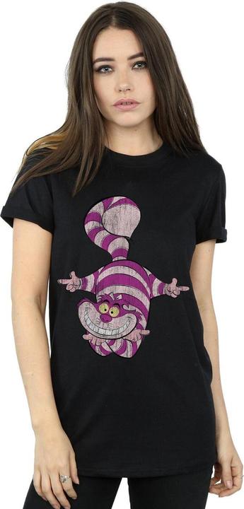 Actual product image Disney Womens/Ladies Alice In Wonderland Cheshire Cat Upside Down Cotton Boyfriend T-Shirt (S)
