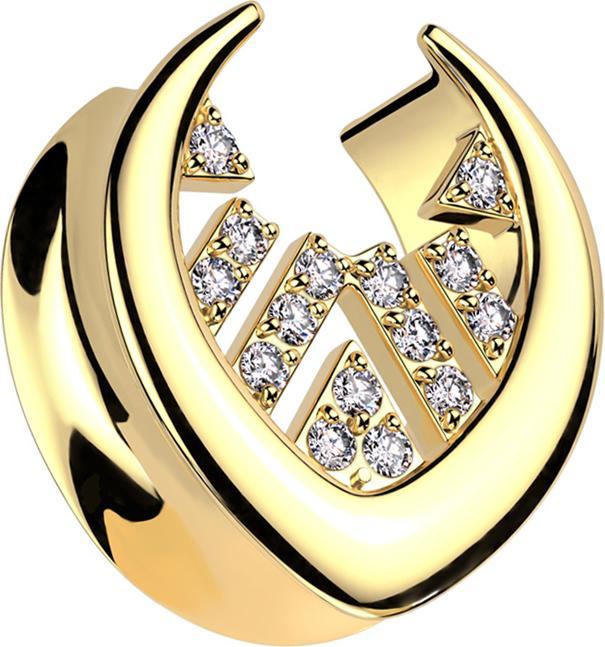 Immagine prodotto Star Piercing Barre e triangoli placcati in oro con cristalli d'argento (Acciaio chirurgico 316L)