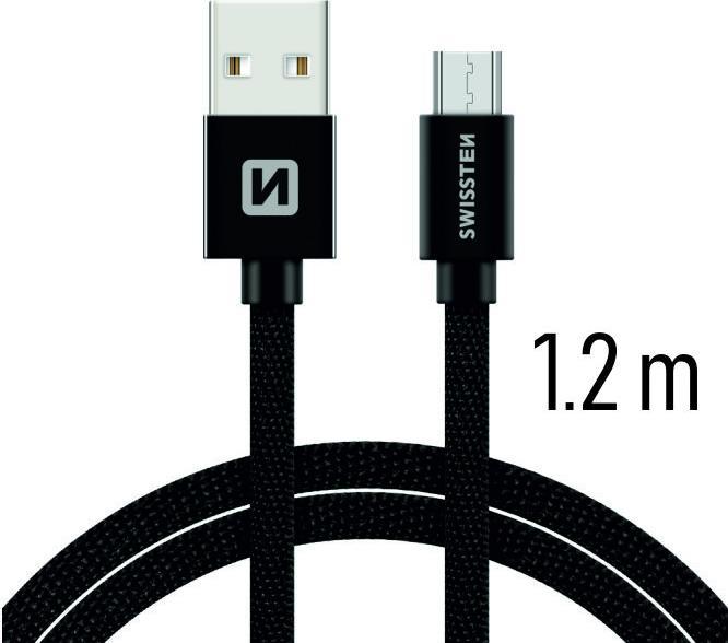 Image du produit Swissten Câble de données textile USB / Micro-USB 1.2 M (1.20 m, USB 2.0)