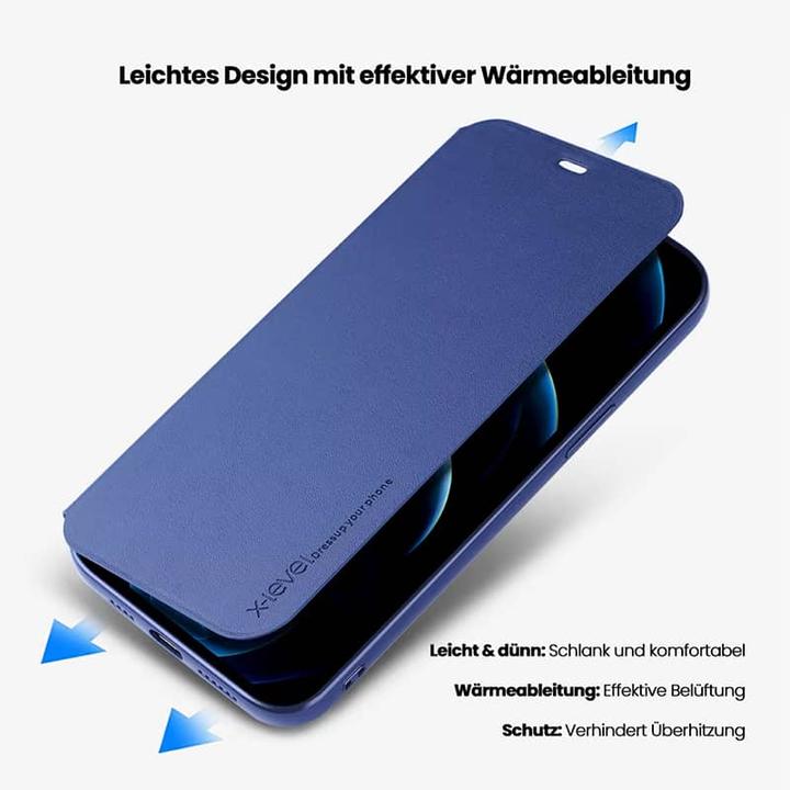 Image du produit X-Level Galaxy A6+ 2018 - FIBColor Flip Etui, Kunstleder, 360° Rundumschutz, Gold (Samsung Galaxy A6+)