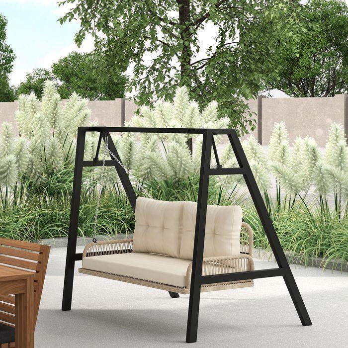 Produktbild Swisshandel24 2-Sitzer Hollywoodschaukel Rattan, bis 240 kg, 115x66x44 cm Beige