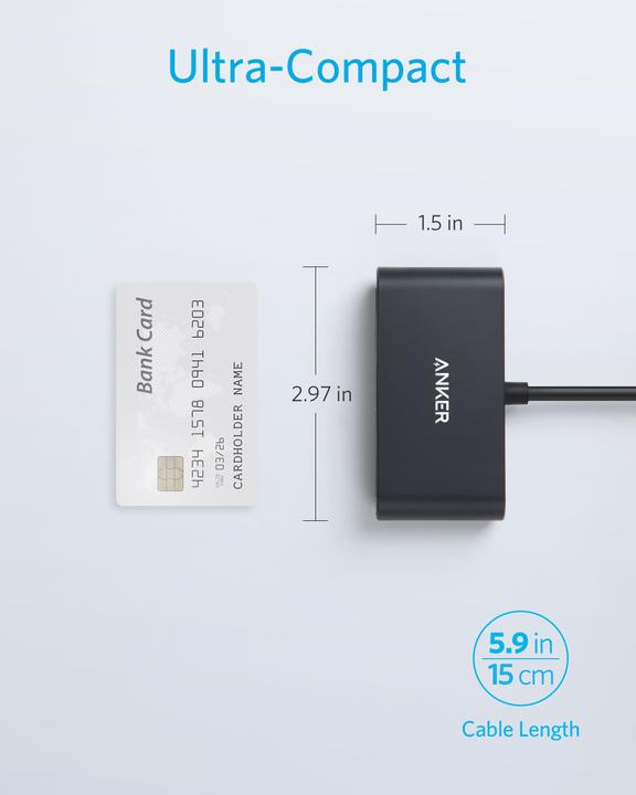 Actual product image Anker 321 USB-C Hub (3-in-1) Ultra compact 1x HDMI 4K 1x USB-C PD 1x USB-A grey (USB-C, 3 Ports)