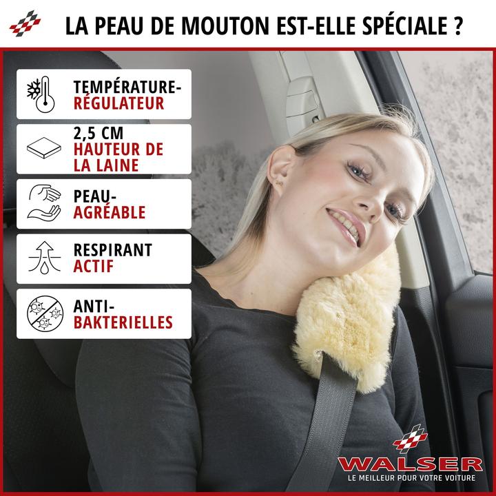 Immagine prodotto Walser Cuscinetto per cintura Millie in pelle d'agnello, 2 pezzi protezione cintura auto beige