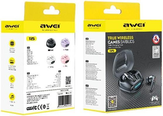 Produktbild Awei słuchawki Bluetooth 5.3 T25 TWS + stacja dokująca czarny/black