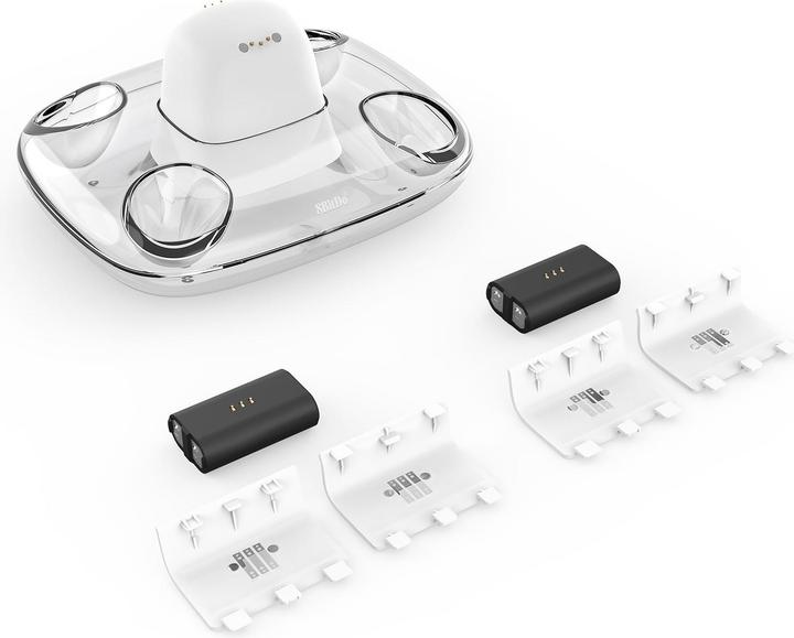 Actual product image 8bitdo Dual Charging Dock For Xbox Wireless Controllers White. UK PLUG POWER ADAPTER, BATTERIES INCL (Xbox One S)
