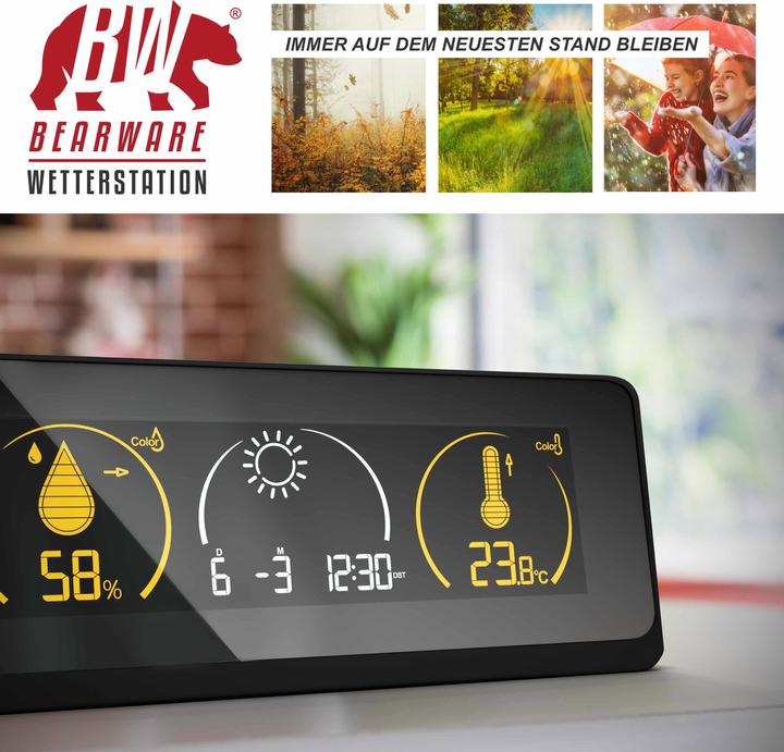 Actual product image Bearware Radio weather station with colour display and outdoor sensor - DCF radio clock - indoor and outdoor