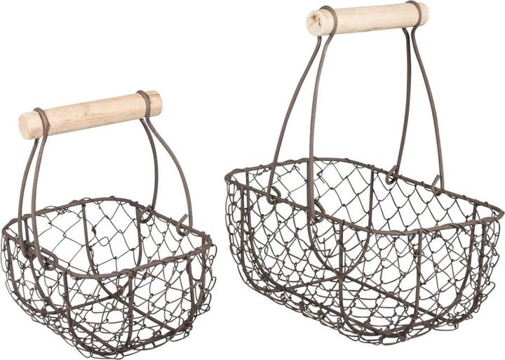 Rayher Cestino in metallo decorativo con manico in legno (2 x)