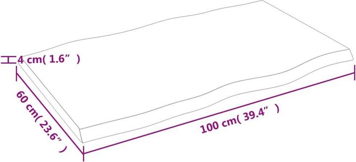 Produktbild VidaXL Tischplatte 100x60x4 cm Massivholz Eiche Behandelt (100 x 60 x 4 cm)