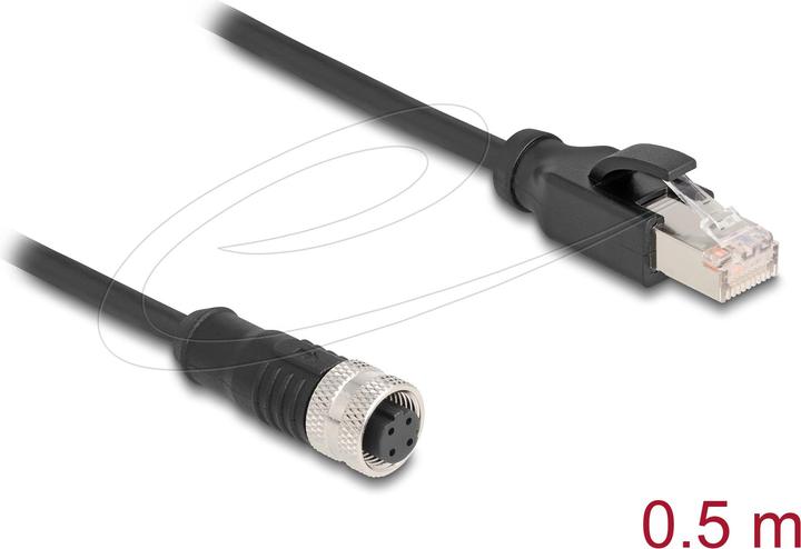 Produktbild Delock M12 Adapterkabel D-kodiert 4 Pin Buchse zu RJ45 Stecker 50 cm (S/FTP, CAT5e, 0.50 m)