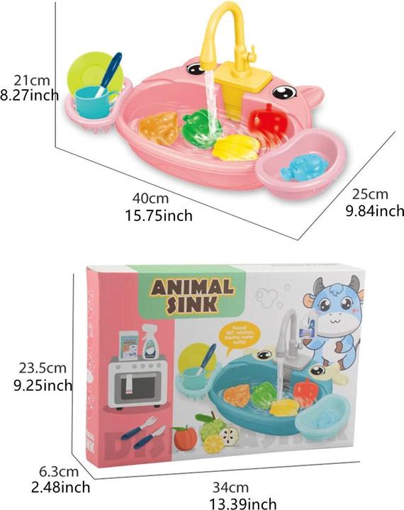 Immagine prodotto Activity Board Casa dei Giochi Cartoon Simulazione Cucina Tavolo Lavastoviglie Rubinetto Elettrico Ciclo dell'Acqua