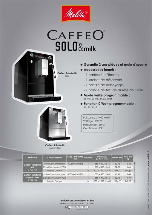 Image du produit Melitta Caffeo Solo Milk (Fiche CH)