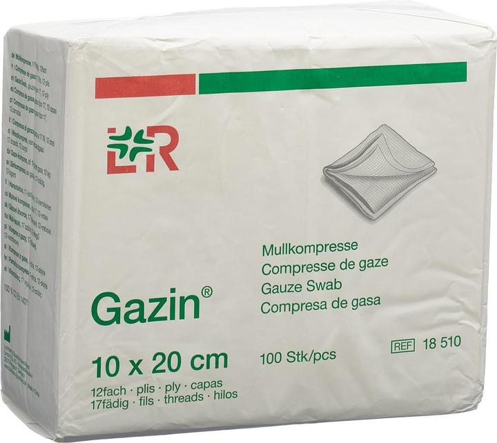 Produktbild Gazin Mullkompressen 10x20cm 12-fach/17 fädig mit RK
