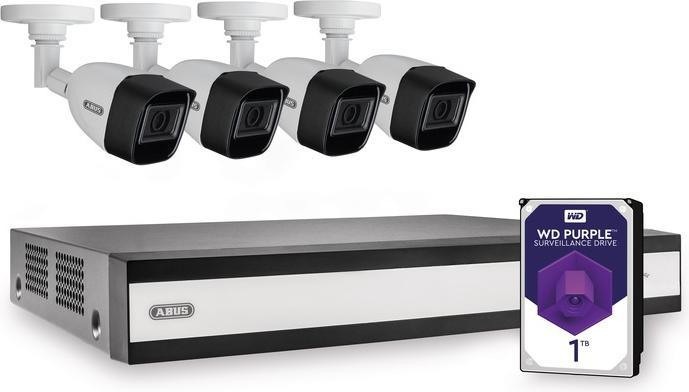 Produktbild Abus Komplett-Set mit Hybrid-Videorekorder und 4 analogen Mini-Tube-Kameras (1920 x 1080 Pixels, 2560 x 1440 (WQHD))