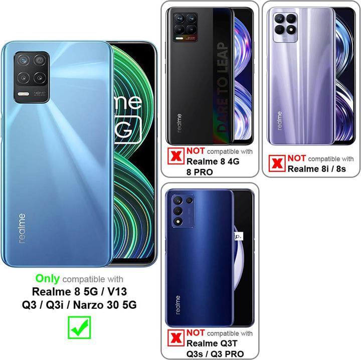 Produktbild Cadorabo Book Stand Hülle für Realme 8 5G / V13 / Q3 / Q3i / Narzo 30 5G (Realme Narzo 30 5G, Realme V13, Realme Q3i 5G)