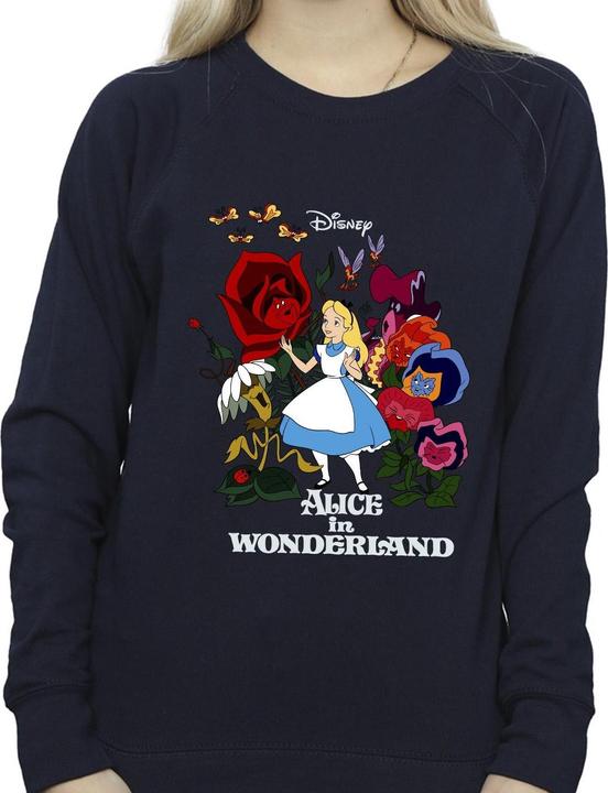 Actual product image Disney Womens/Ladies Alice In Wonderland Flowers Sweatshirt (M)