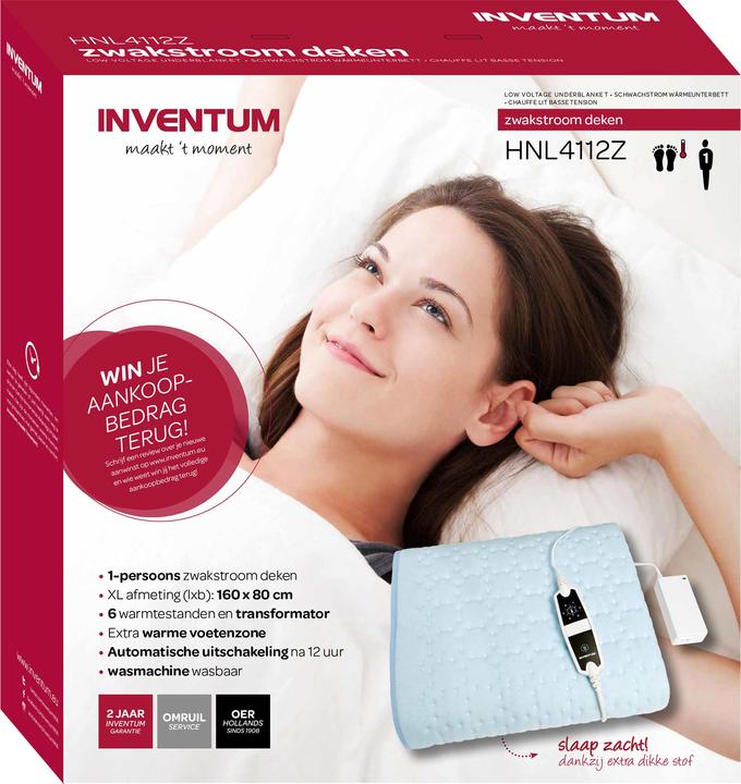 Produktbild Inventum HNL4112Z - Elektrische onderdeken - Zwakstroom - 160x80 cm - Lichtblauw