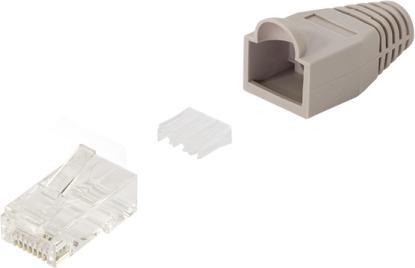 Produktbild LogiLink RJ45-Modularstecker Cat.6A UTP, mit Tülle und Einfädelhilfe, je 100 Stück (Netzwerkkabel Stecker)