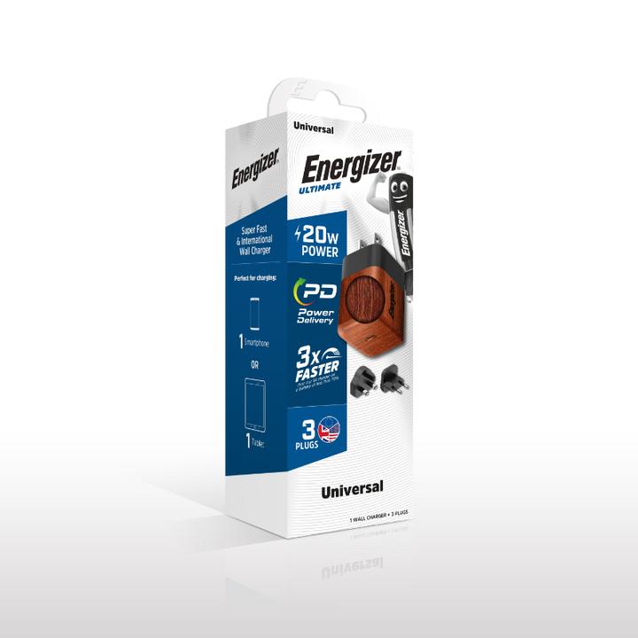 Immagine prodotto Energizer Caricabatterie Power Delivery - 20 W - EU/UK/US, Look in legno (20 W)