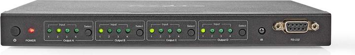 Actual product image Nedis HDMI ™ Matrix Switch | 4x 4-Port port(s) | DC Power / 1x RS232 / 4x HDMI™ Input | 4x HDMI™ A