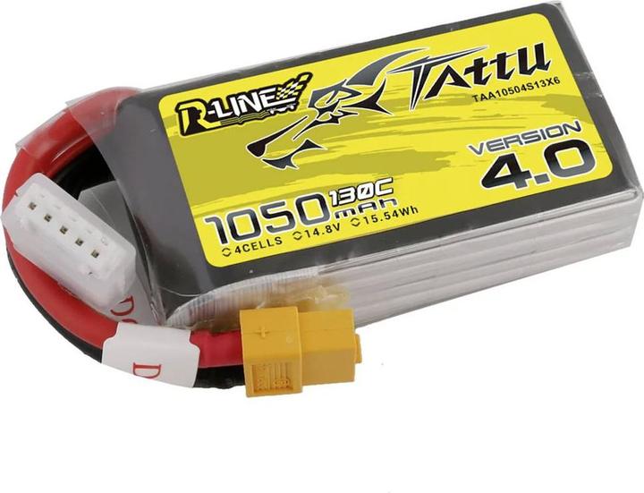 Produktbild Tattu R-Line 4.0 1050mAh 14,8V 130C 4S1P XT60 Battery (14.80 V, 1050 mAh)