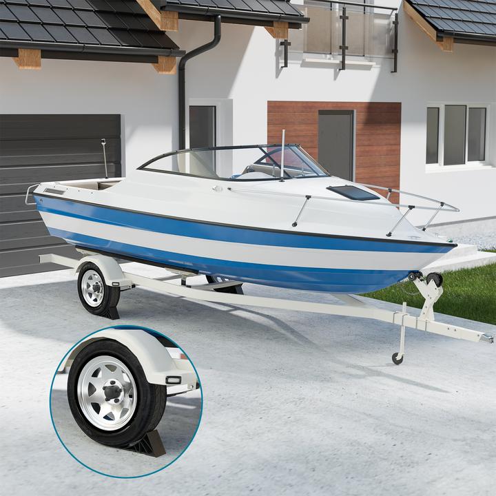 Actual product image Wiltec Trailer Chocks incl. Holder and Mounting Material – Stop Blocks – Max. Load Capacity of 1.6 t