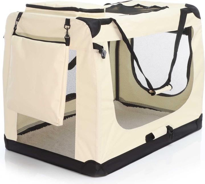 Image du produit Wiltec Fudajo Caisse de transport XXXL Pliable Beige 100x69x69cm Caisse chien Caisse voyage Caisse chat (Chien, Pliable)