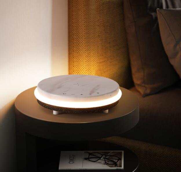 Produktbild PhoneLook Bluetooth Lautsprecher + Kabellose Qi wireless Ladestation 10W mit LED Licht aus Marmor