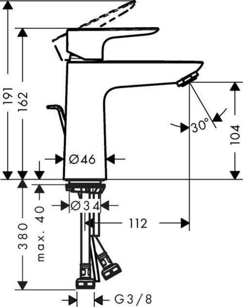 Image du produit hansgrohe TALIS E 110 Mélangeur de lavabo, avec vidage, noir mat