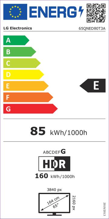 Energy Label LG TV 65QNED80T3A (65", QNED80, QNED, 4K)