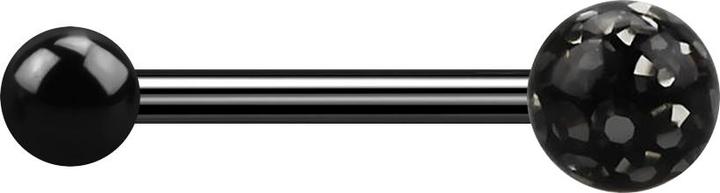 Produktbild Star Piercing Barbell schwarz mit Kugel und Kristallkugel schwarz Epoxy Schutzschicht (Titan G23, ohne Messing)